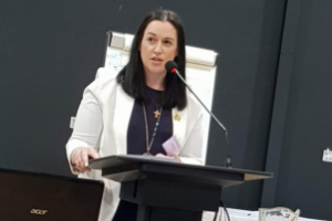 Woman at lectern